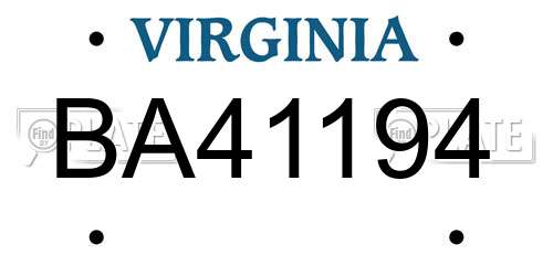 BA41194 Virginia License Plate
