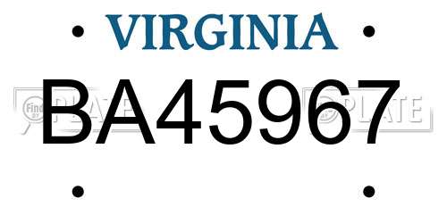 BA45967 Virginia License Plate