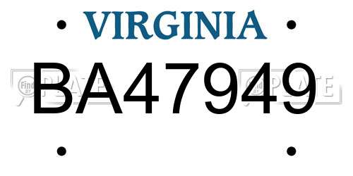 BA47949 Virginia License Plate