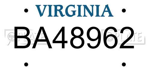 BA48962 Virginia License Plate