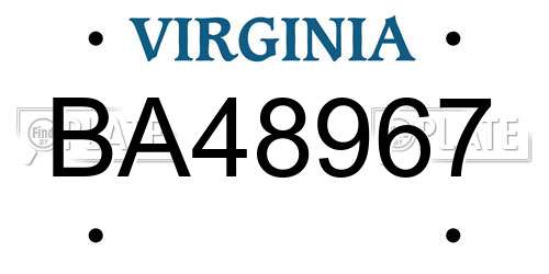 BA48967 Virginia License Plate