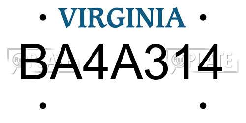 BA4A314 Virginia License Plate