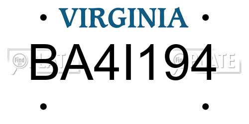 BA4I194 Virginia License Plate