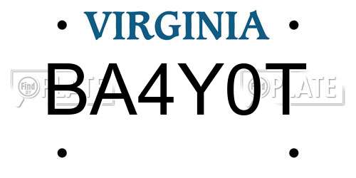 BA4Y0T Virginia License Plate