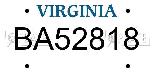 BA52818 Virginia License Plate