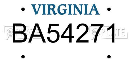 BA54271 Virginia License Plate