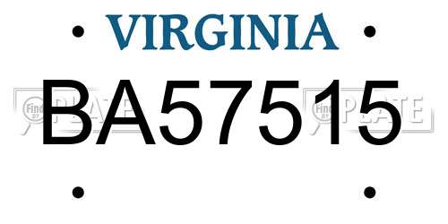 BA57515 Virginia License Plate