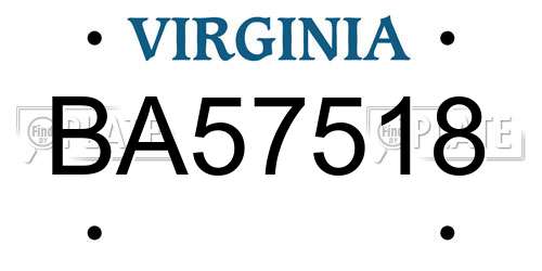 BA57518 Virginia License Plate