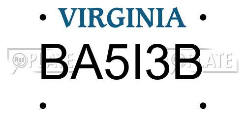 BA5I3B Virginia License Plate
