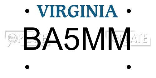 BA5MM Virginia License Plate