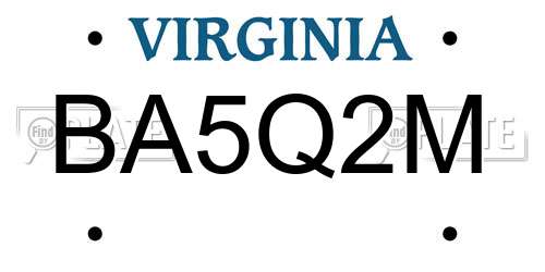 BA5Q2M Virginia License Plate