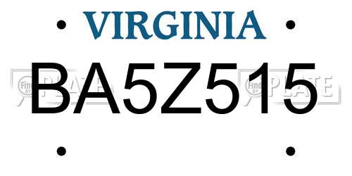 BA5Z515 Virginia License Plate