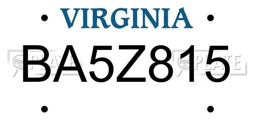 BA5Z815 Virginia License Plate