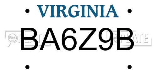 BA6Z9B Virginia License Plate