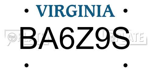 BA6Z9S Virginia License Plate