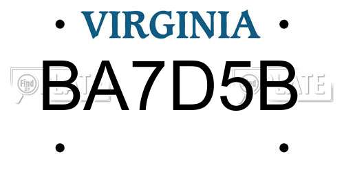 BA7D5B Virginia License Plate