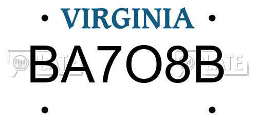 BA7O8B Virginia License Plate