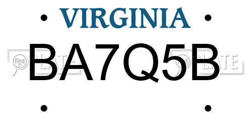 BA7Q5B Virginia License Plate