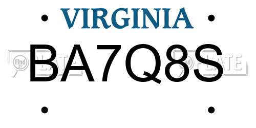 BA7Q8S Virginia License Plate