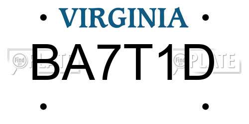BA7T1D Virginia License Plate