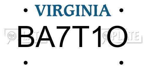 BA7T1O Virginia License Plate