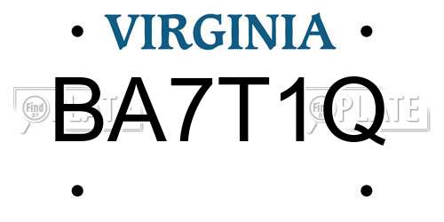 BA7T1Q Virginia License Plate