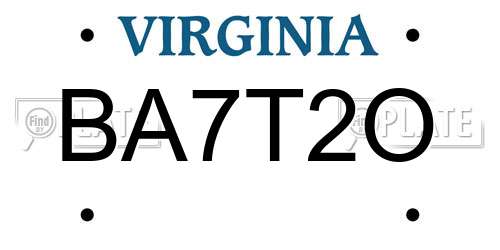 BA7T2O Virginia License Plate