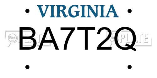 BA7T2Q Virginia License Plate