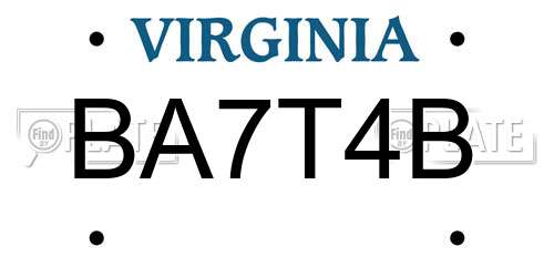 BA7T4B Virginia License Plate
