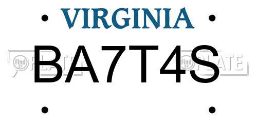BA7T4S Virginia License Plate