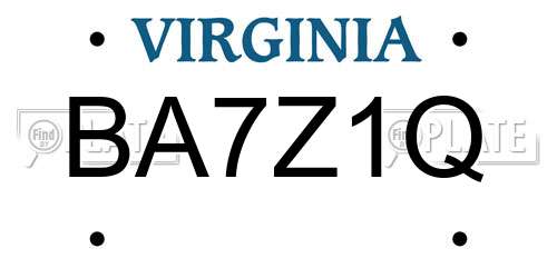 BA7Z1Q Virginia License Plate