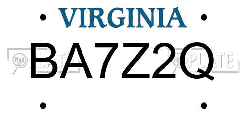BA7Z2Q Virginia License Plate