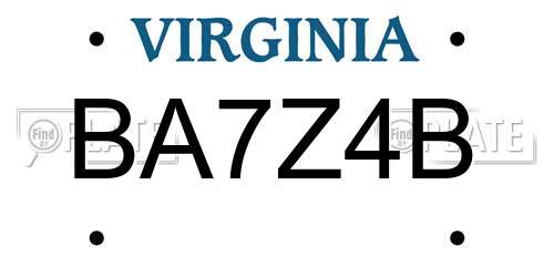 BA7Z4B Virginia License Plate