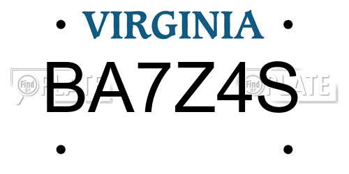 BA7Z4S Virginia License Plate