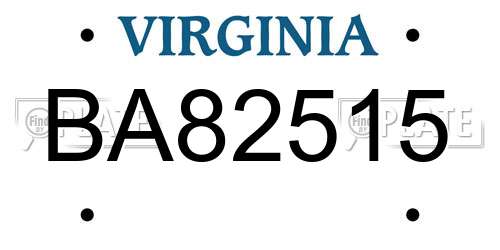 BA82515 Virginia License Plate
