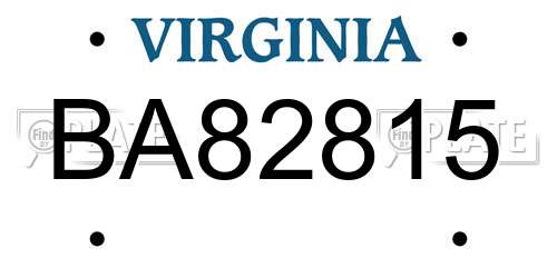 BA82815 Virginia License Plate