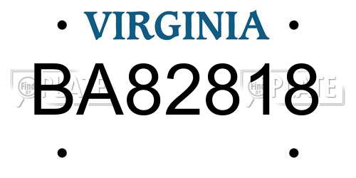 BA82818 Virginia License Plate