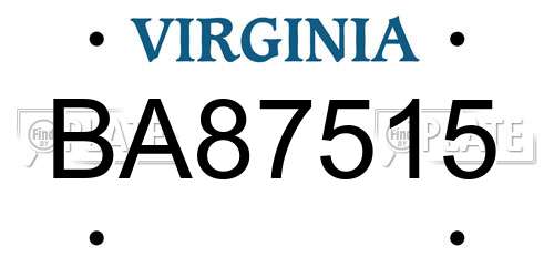 BA87515 Virginia License Plate