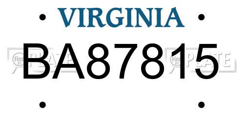 BA87815 Virginia License Plate