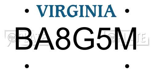 BA8G5M Virginia License Plate
