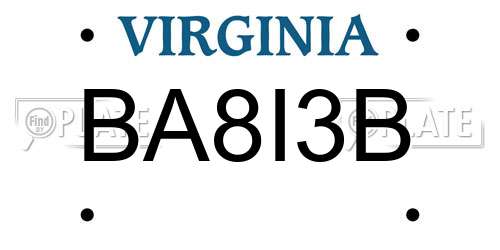 BA8I3B Virginia License Plate