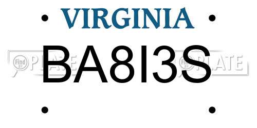 BA8I3S Virginia License Plate