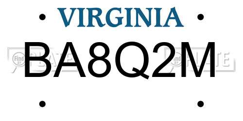 BA8Q2M Virginia License Plate