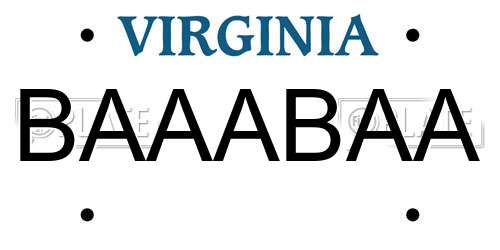 BAAABAA Virginia License Plate