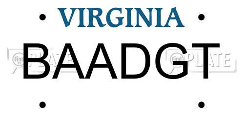 BAADGT Virginia License Plate