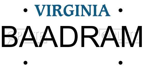 BAADRAM Virginia License Plate