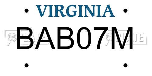 BAB07M Virginia License Plate