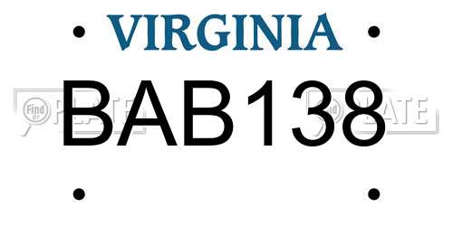 BAB138 Virginia License Plate