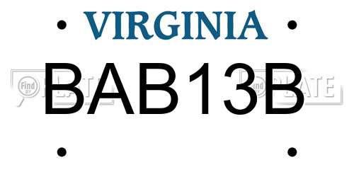 BAB13B Virginia License Plate