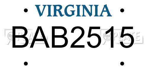 BAB2515 Virginia License Plate